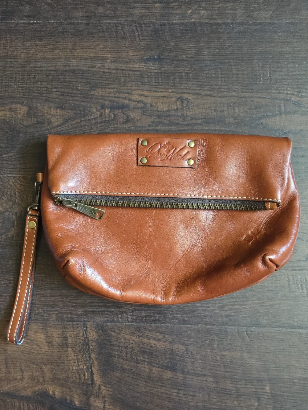 Patricia Nash Brown Leather Clutch with Zipper